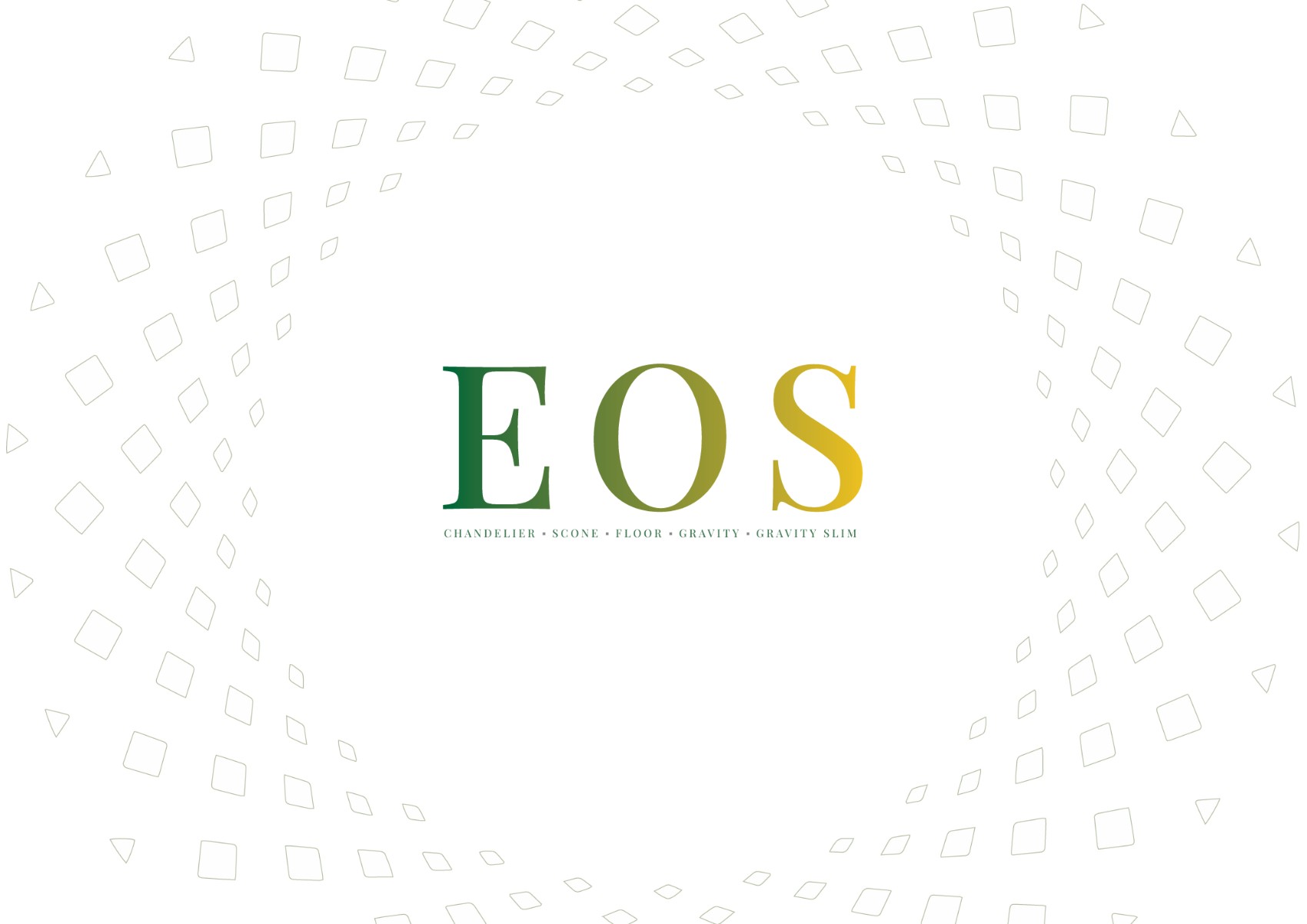 Cover of the EOS light family: the word EOS in a green-to-gold gradient inside a diamond raster